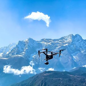 DJI Inspire 2 flying at high altitude in the himalayas