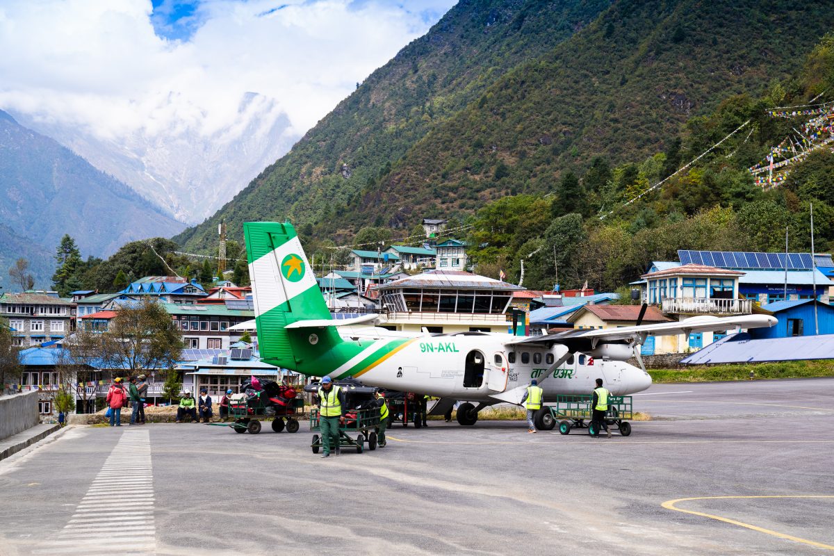 drone gear on twin otter in nepal