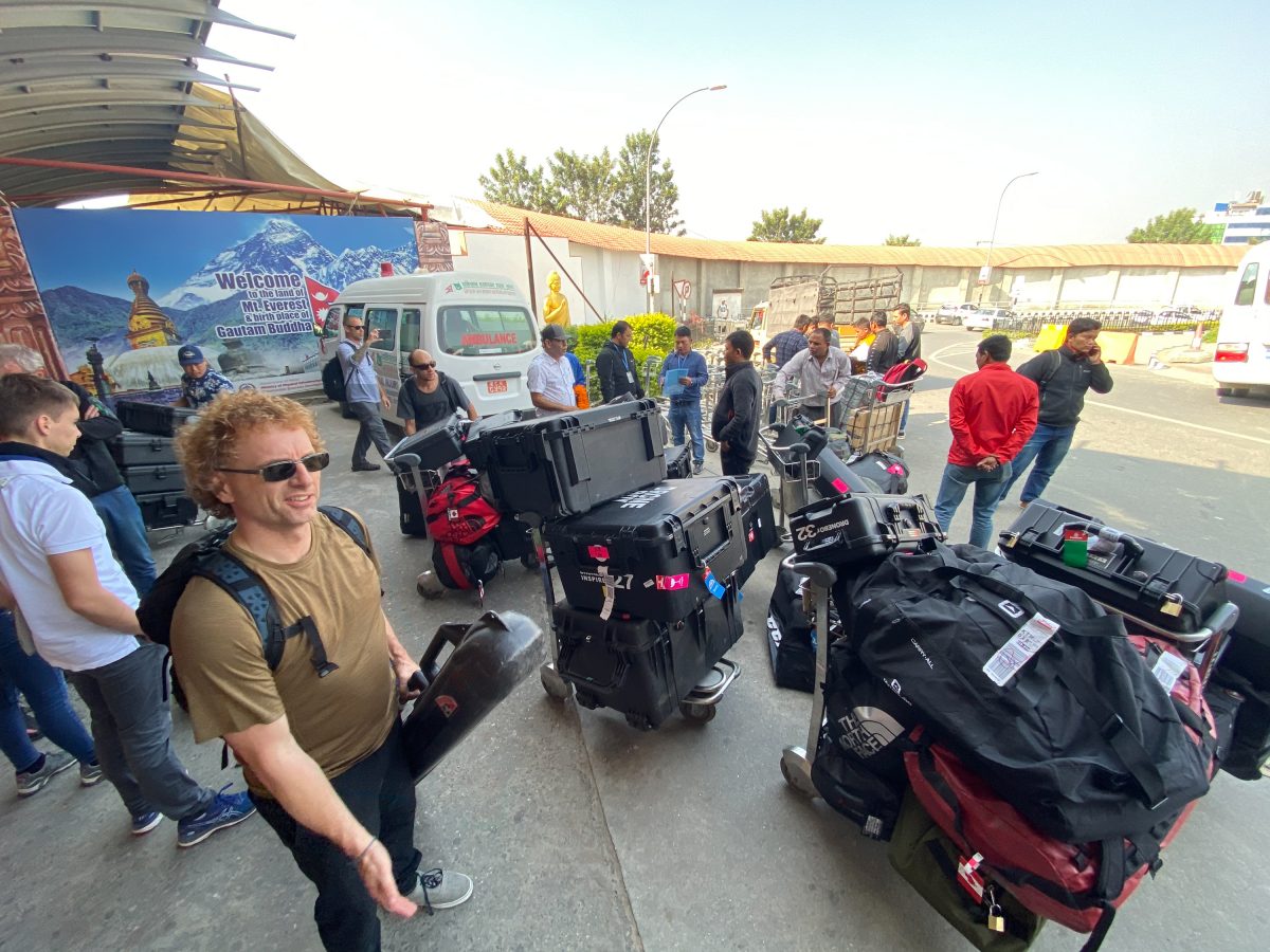 drone team arrives at kathmandu airport