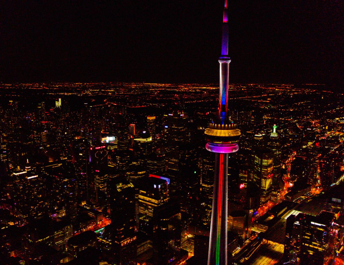 aerial video toronto cn tower drone