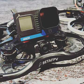 micro fpv drone flying de-cased gopro