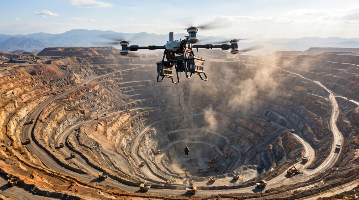 industrial drone delivery strip mine